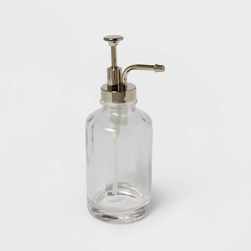 slide 3 of 4, Oilcan Soap Dispenser Clear - Threshold™: Glass & Plastic, Bathroom Accessory, Gel Soap Compatible, 1 ct