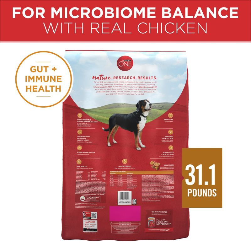 slide 8 of 9, Purina ONE SmartBlend Natural Dry Dog Food with Chicken & Rice - 31.1lbs, 31.1 lb