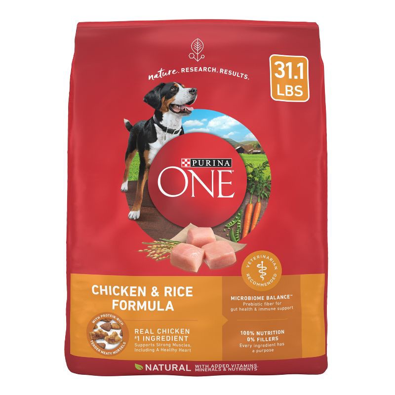 slide 1 of 7, Purina ONE SmartBlend Natural Dry Dog Food with Chicken & Rice - 31.1lbs, 31.1 lb