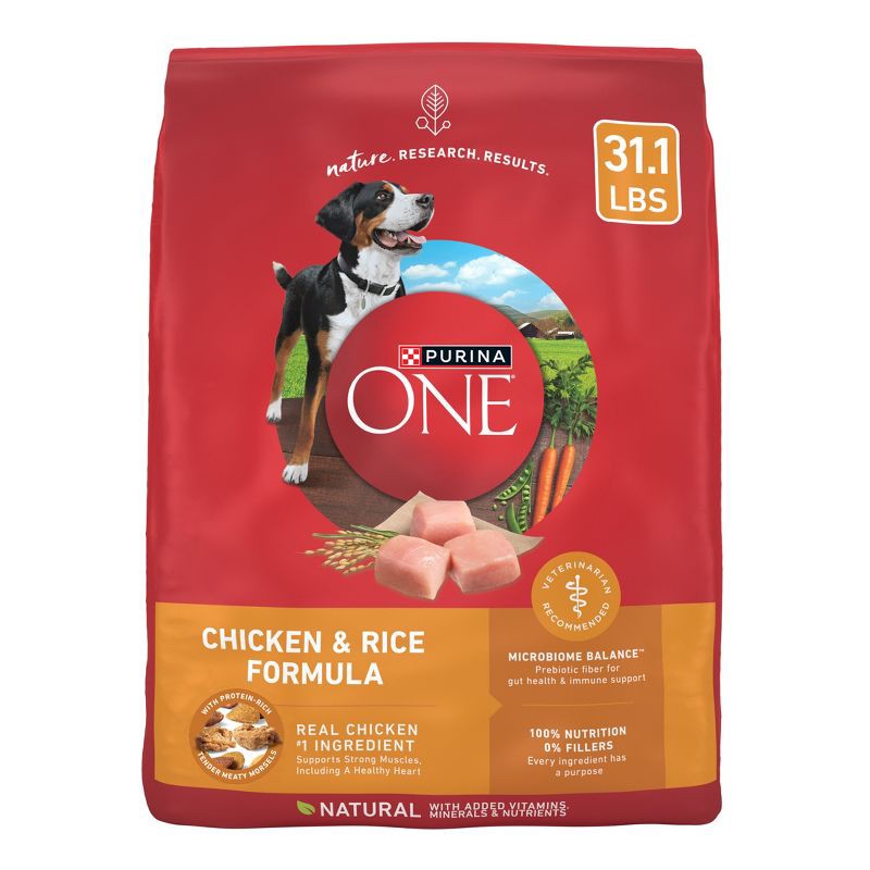 slide 1 of 9, Purina ONE SmartBlend Natural Dry Dog Food with Chicken & Rice - 31.1lbs, 31.1 lb