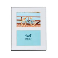 Snap 8"x10" Matted 2 Opening Front Load Photo Frame - Black