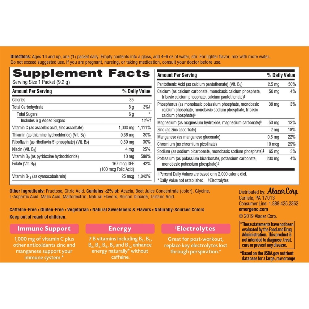 slide 4 of 8, Emergen-C Dietary Supplement Drink Mix - Tropical - 30ct, 30 ct