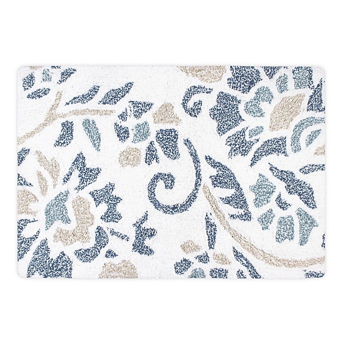 slide 1 of 1, Colordrift Bastille Floral 20 x 30'' Bath Rug - Aqua'', 1 ct