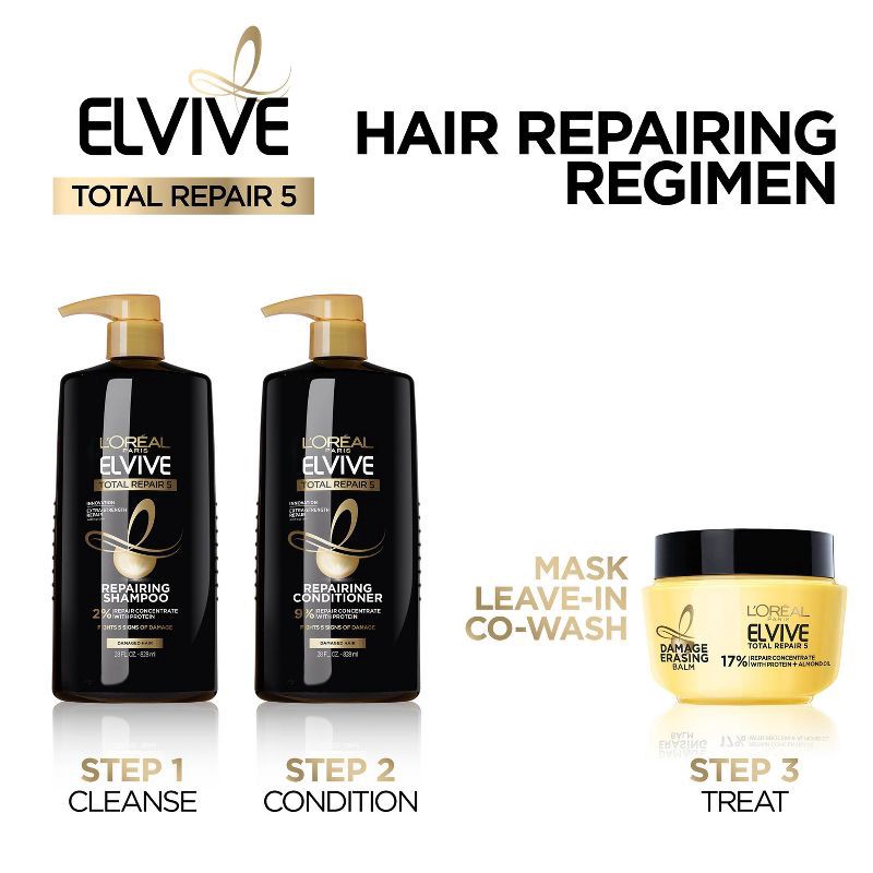 slide 5 of 5, L'Oreal Paris Elvive Total Hair Repair 5 Damage Erasing Balm - 8.5 fl oz, 8.5 fl oz