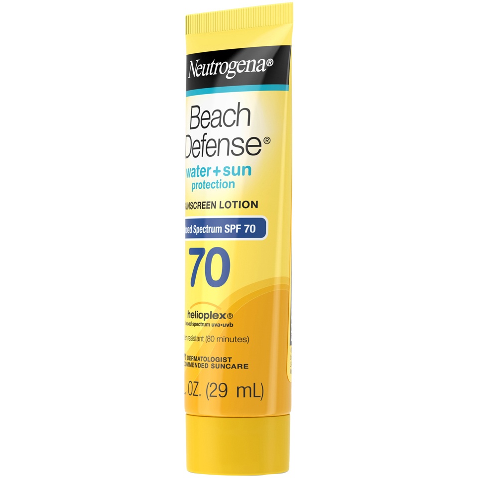 slide 4 of 6, Neutrogena Beach Defense Broad Spectrum Sunscreen Lotion - SPF 70, 1 fl oz