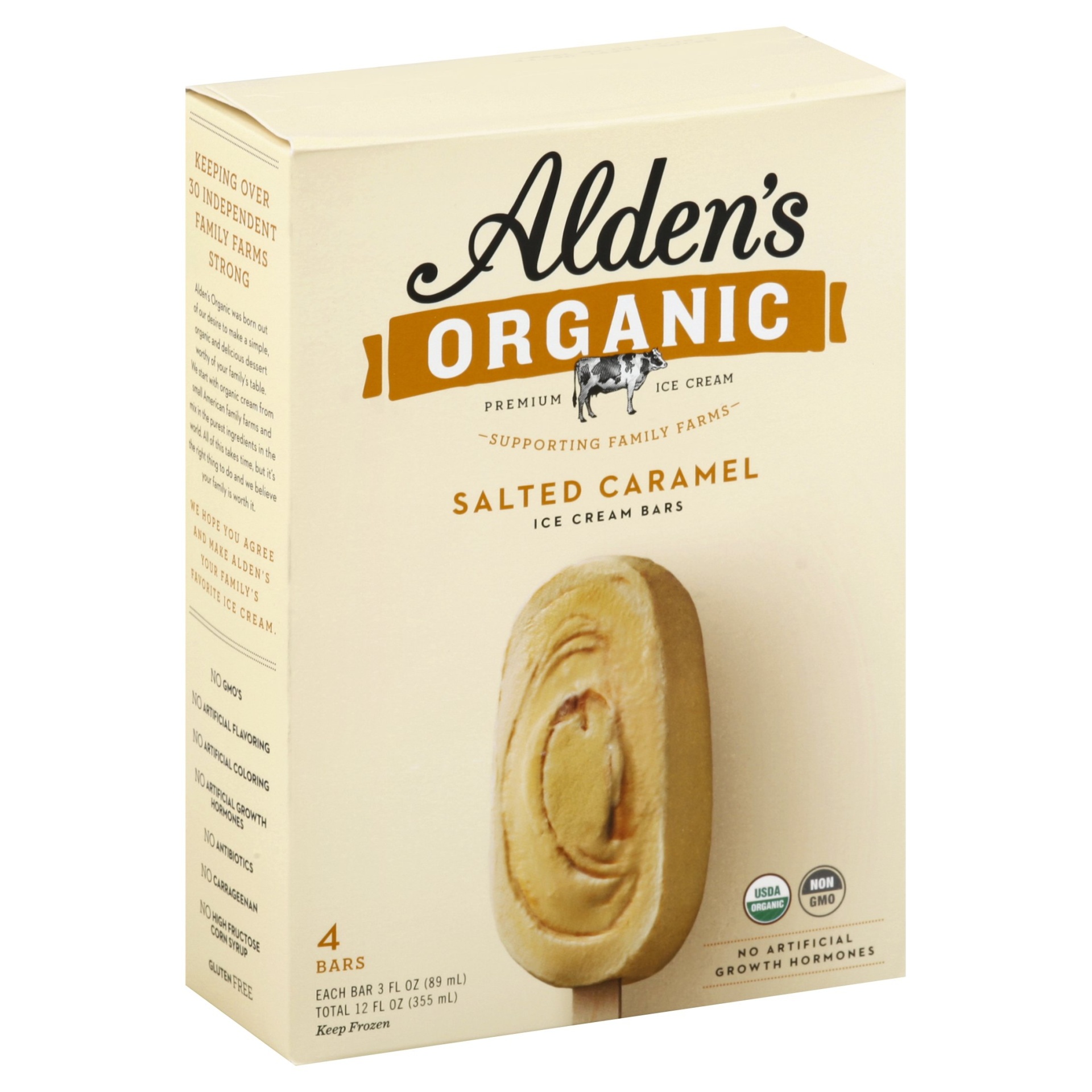 slide 1 of 1, Alden's Organic Salted Caramel Ice Cream Bars, 4 ct
