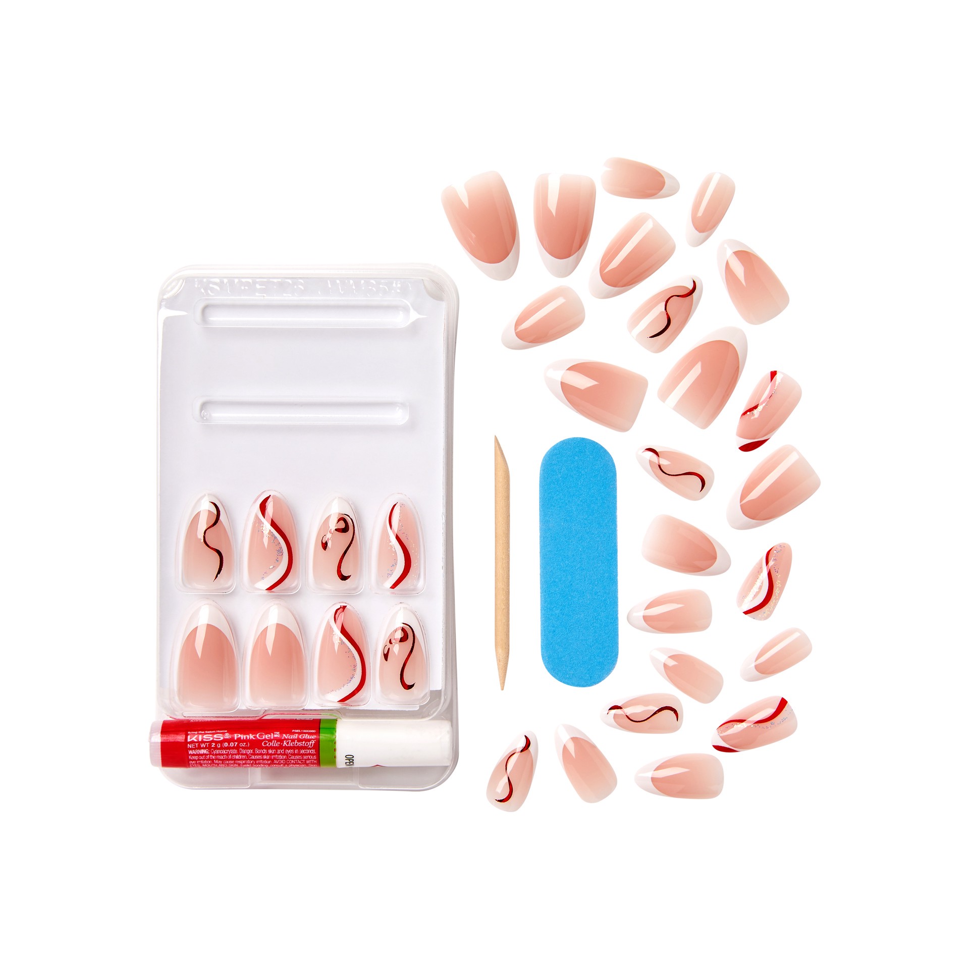 slide 2 of 5, KISS Voguish Fantasy Holiday Press-On Nails, White, Medium Length, Almond Shaped, 31 Ct., 1 ct