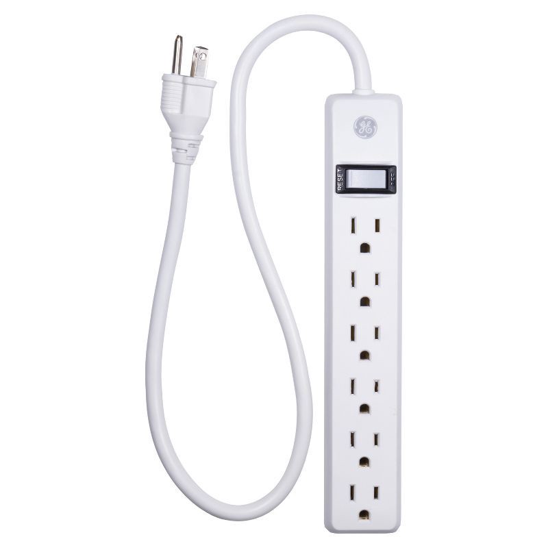 slide 1 of 8, General Electric GE 6 Outlet Power Strip Black or White, 1 ct