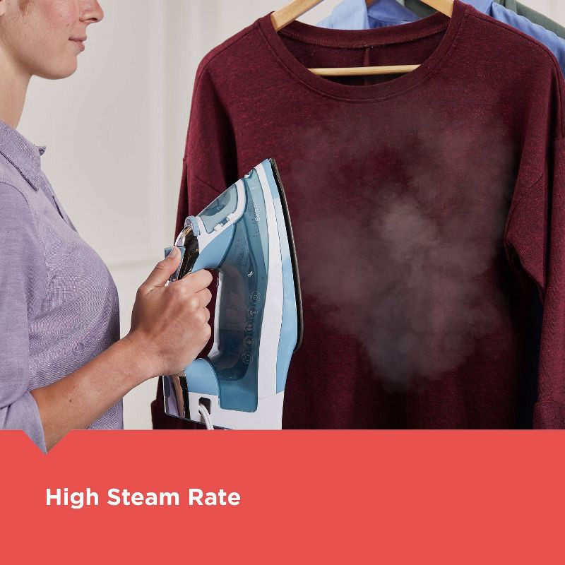 slide 6 of 9, BLACK+DECKER Steam Iron Retractable Cord Gray: 1200W Nonstick Soleplate, Anti-Drip, Vertical Steam, Comfort-Grip Handle, 1 ct