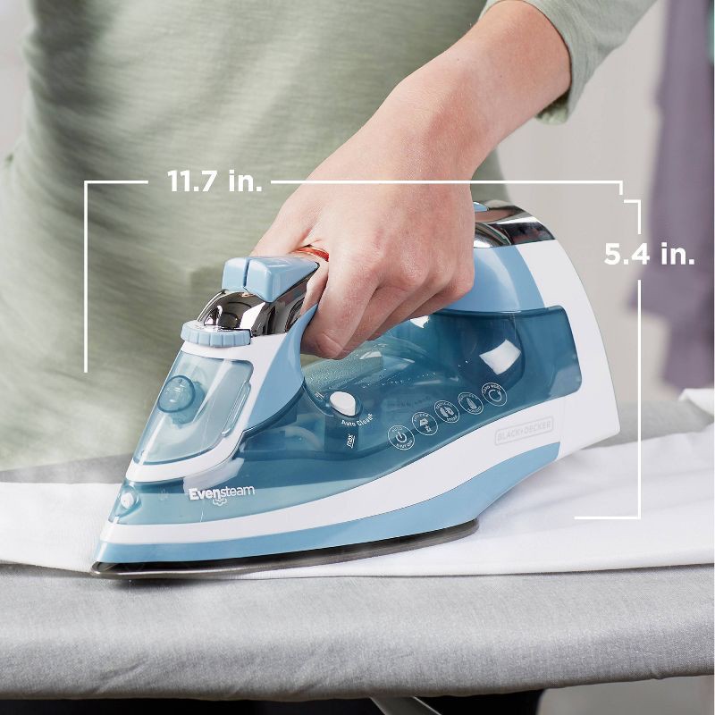 slide 8 of 9, BLACK+DECKER Steam Iron Retractable Cord Gray: 1200W Nonstick Soleplate, Anti-Drip, Vertical Steam, Comfort-Grip Handle, 1 ct