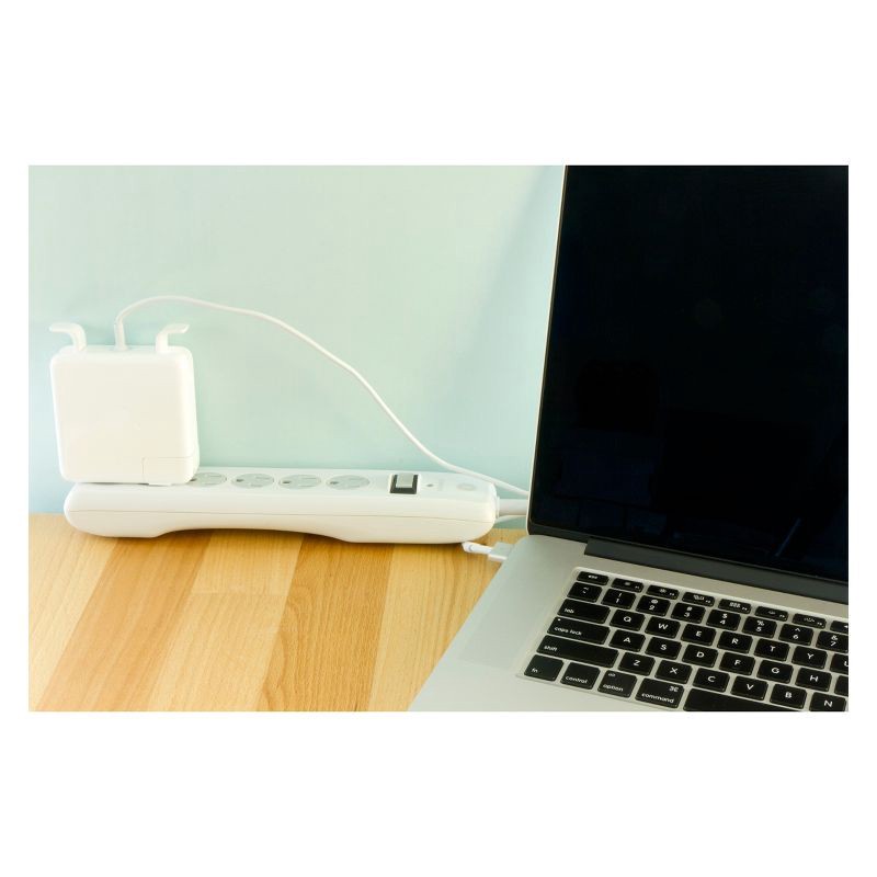 slide 5 of 5, General Electric GE 6 Outlet Surge Protector with 8' Extension Cord Twist To Close Safety Covers White, 1 ct