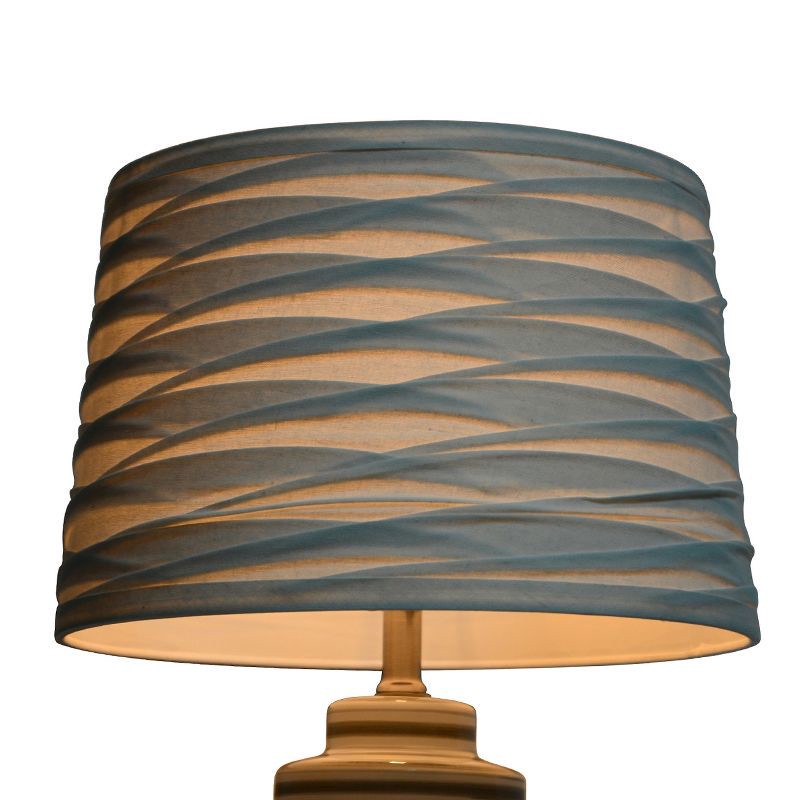 linen overlay modified drum lamp shade ivory threshold