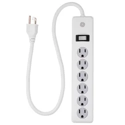 General Electric GE 6 Outlet Surge Protector 2' Cord White