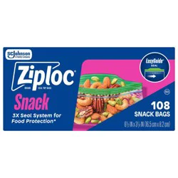 Ziploc Snack Bags for Food Storage and Meal Prep - 108ct
