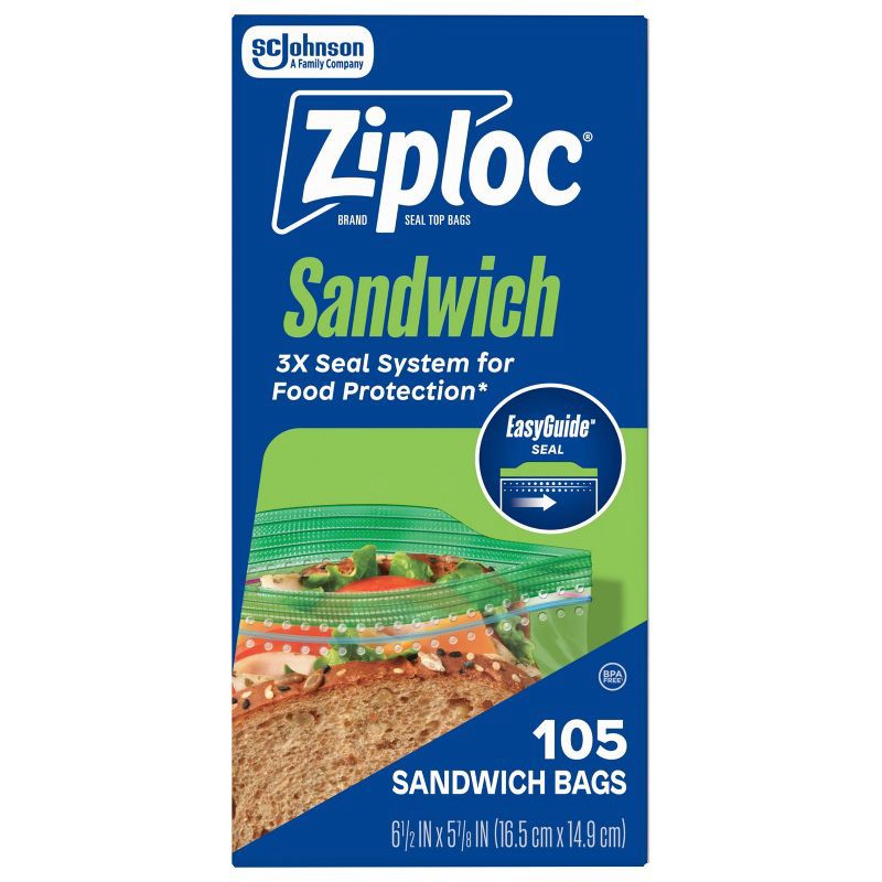 slide 3 of 12, Ziploc Sandwich Bags with Grip 'n Seal Technology - 105ct, 105 ct
