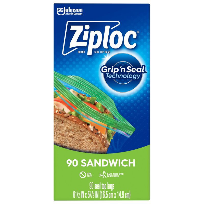 slide 3 of 13, Ziploc Sandwich Bags with Grip 'n Seal Technology - 90ct, 90 ct
