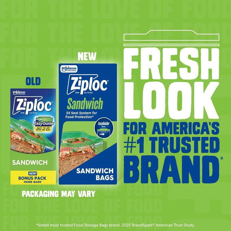 slide 4 of 12, Ziploc Sandwich Bags with Grip 'n Seal Technology - 105ct, 105 ct