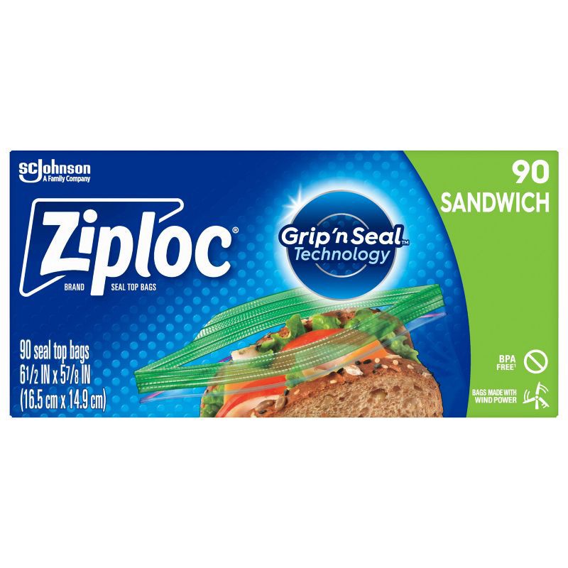 slide 4 of 13, Ziploc Sandwich Bags with Grip 'n Seal Technology - 90ct, 90 ct