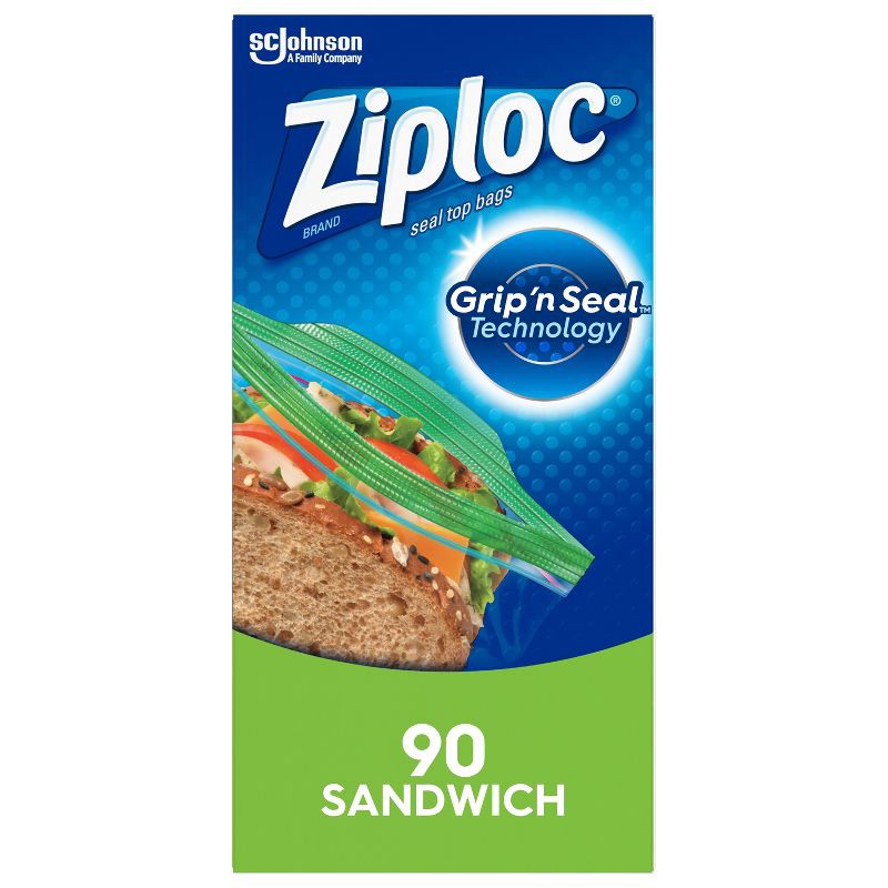slide 1 of 13, Ziploc Sandwich Bags with Grip 'n Seal Technology - 90ct, 90 ct