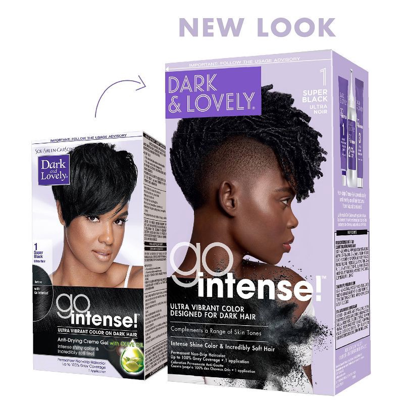 slide 5 of 8, Dark and Lovely Go Intense Ultra Vibrant Permanent Hair Color - 8 fl oz - 1 Super Black, 1 ct