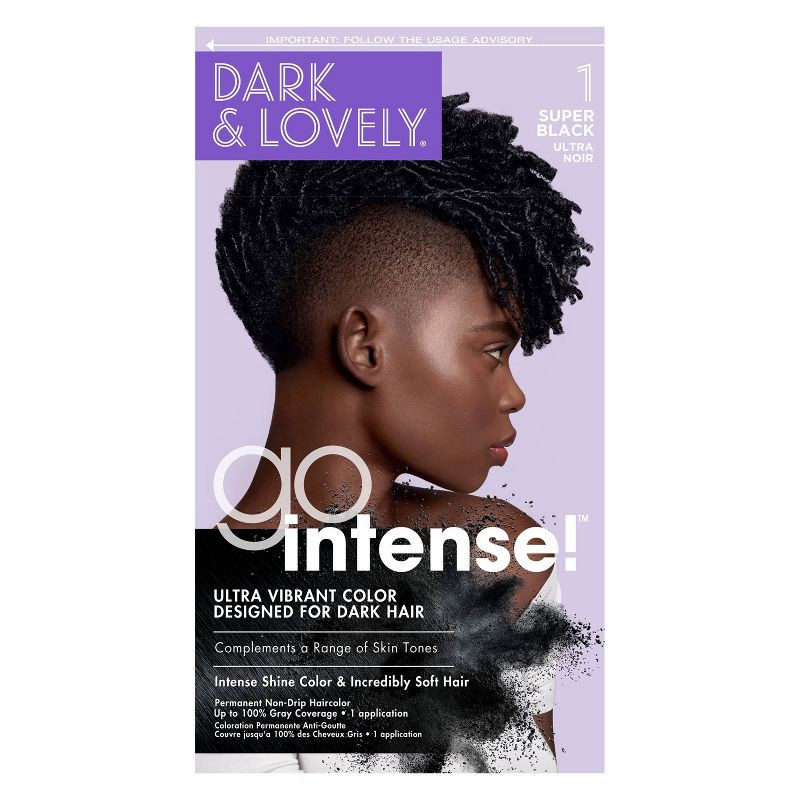 slide 1 of 8, Dark and Lovely Go Intense Ultra Vibrant Permanent Hair Color - 8 fl oz - 1 Super Black, 1 ct