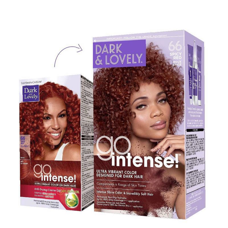 slide 2 of 8, Dark and Lovely Go Intense Ultra Vibrant Permanent Hair Color - 3.3 fl oz - 66 Spicy Red - 1 Kit, 1 ct