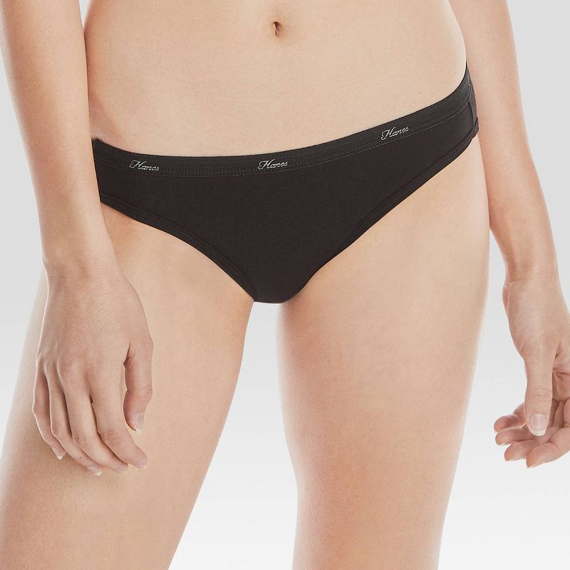 slide 3 of 5, Hanes Women's 10pk Breathable Cotton Bikini Underwear - Colors May Vary 6: Mid Rise, Full Waistband Elastic, Machine Washable, 10 ct