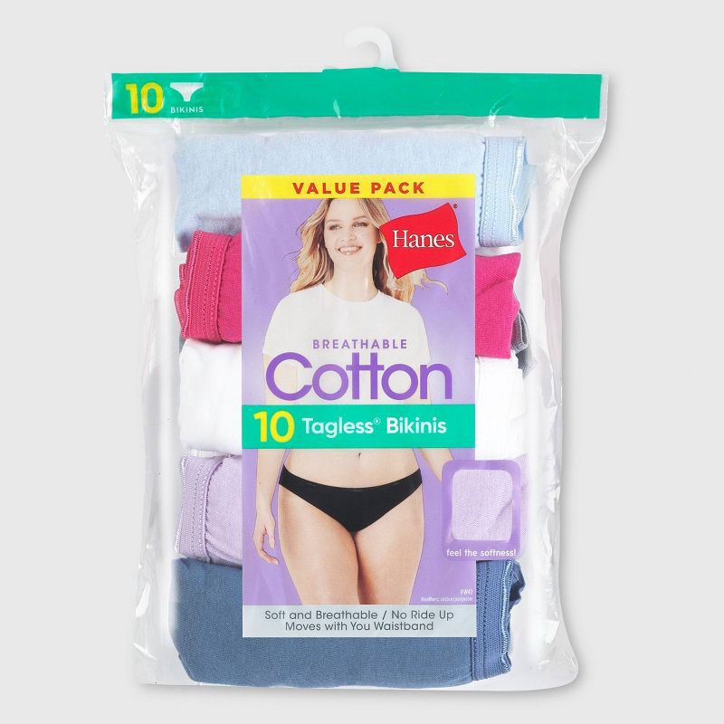 Hanes Women's 10pk Cotton Bikini Underwear - Colors May Vary 9 10