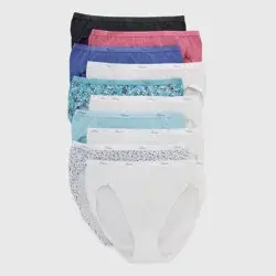 Hanes Women's 10pk Cotton Hi-Cut Briefs - Colors and Pattern May Vary 6