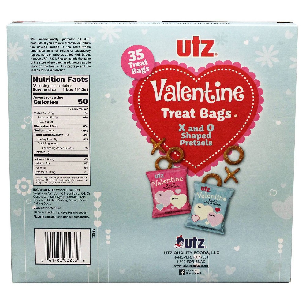 slide 3 of 3, Utz Valentine Fun Shaped Pretzel Exchange Snacks, 35/.5 oz