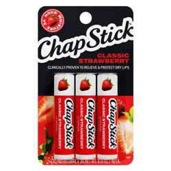 Chapstick Classic Lip Balm - Strawberry - 3ct/0.45oz: Paraben-Free, Sulfate-Free, Contains Almond Oil, Moisturizing