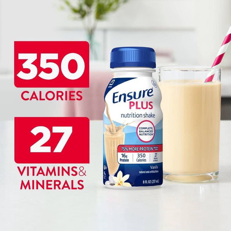 slide 5 of 10, Ensure Plus Nutrition Shake Vanilla Non-Caffeinated - 6ct/48 fl oz, 6 ct, 48 fl oz
