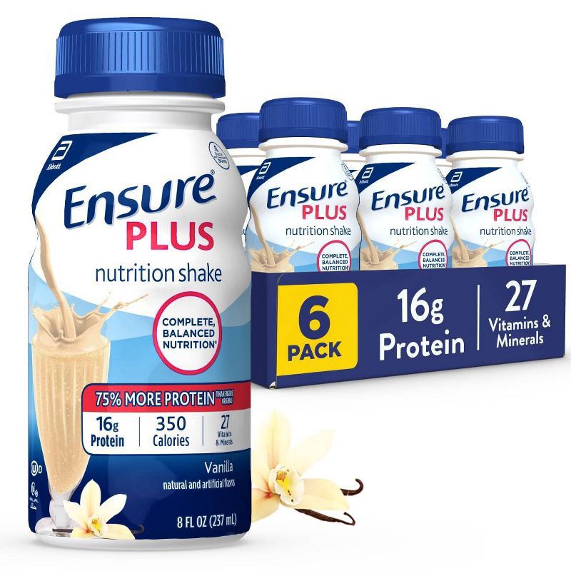 slide 1 of 10, Ensure Plus Nutrition Shake Vanilla Non-Caffeinated - 6ct/48 fl oz, 6 ct, 48 fl oz