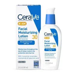 CeraVe Face Moisturizer with Sunscreen, AM Facial Moisturizing Lotion for Normal to Dry Skin - SPF 30 - 3 fl oz