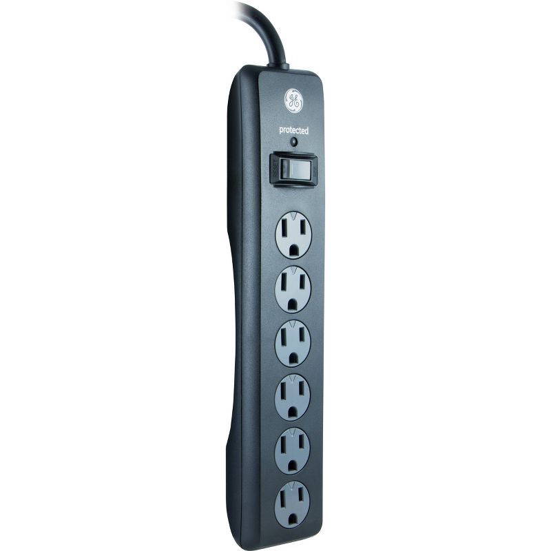 slide 6 of 6, General Electric GE 6 Outlet Surge Protector with 4' Extension Cord Twist To Close Safety Covers Black, 1 ct