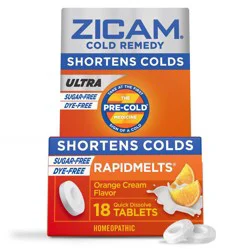Zicam Zinc Cold Remedy ULTRA RapidMelts Quick Dissolve Tablets - Orange Cream - 18ct: Homeopathic Cold, Cough & Flu Treatment