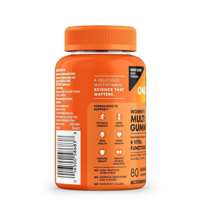 slide 2 of 10, One A Day Women's Multivitamin Gummy with Biotin, Skin Health Support Tablets - 80ct, 80 ct