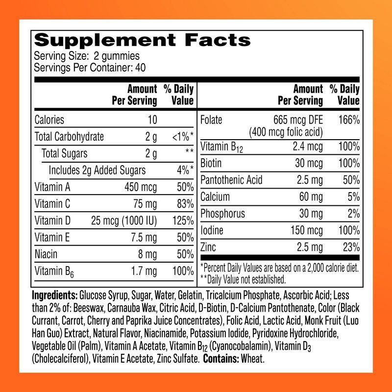 slide 10 of 10, One A Day Women's Multivitamin Gummy with Biotin, Skin Health Support Tablets - 80ct, 80 ct