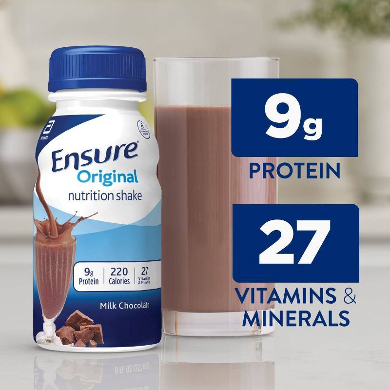 slide 4 of 9, Ensure Original Nutrition Shake Milk Chocolate Non-Caffeinated - 16ct/128 fl oz, 16 ct, 128 fl oz