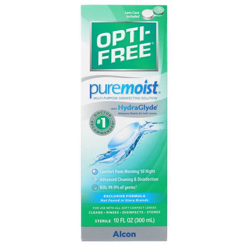 slide 2 of 8, Opti-Free PureMoist Multi-Purpose Disinfecting Contact Lens Solution - 10 fl oz, 10 fl oz