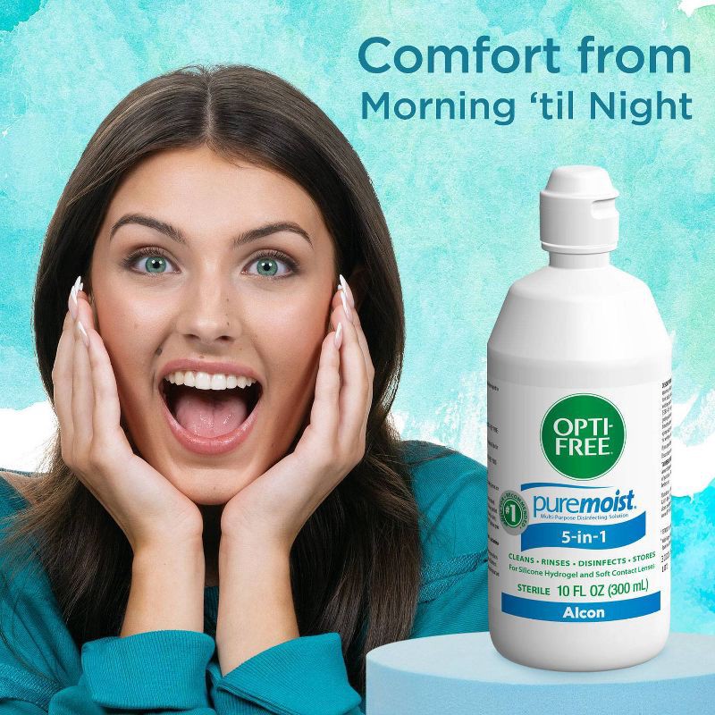 slide 6 of 8, Opti-Free PureMoist Multi-Purpose Disinfecting Contact Lens Solution - 10 fl oz, 10 fl oz