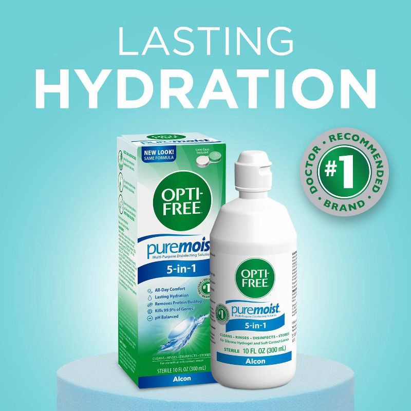 slide 7 of 8, Opti-Free PureMoist Multi-Purpose Disinfecting Contact Lens Solution - 10 fl oz, 10 fl oz