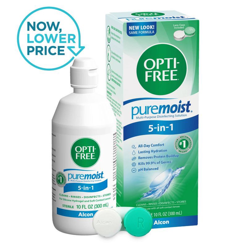 slide 8 of 8, Opti-Free PureMoist Multi-Purpose Disinfecting Contact Lens Solution - 10 fl oz, 10 fl oz