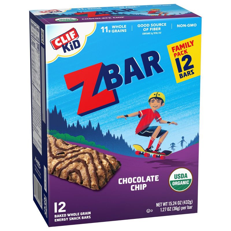 slide 5 of 12, CLIF Kid ZBAR Organic Chocolate Chip Energy Bars- 12ct, 12 ct
