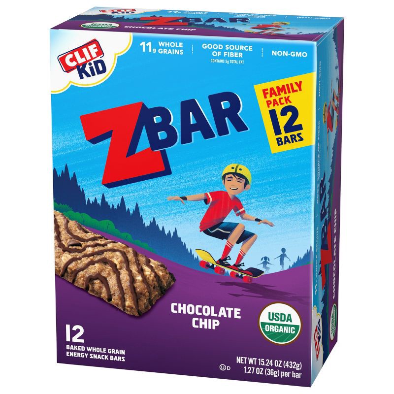 slide 6 of 12, CLIF Kid ZBAR Organic Chocolate Chip Energy Bars- 12ct, 12 ct
