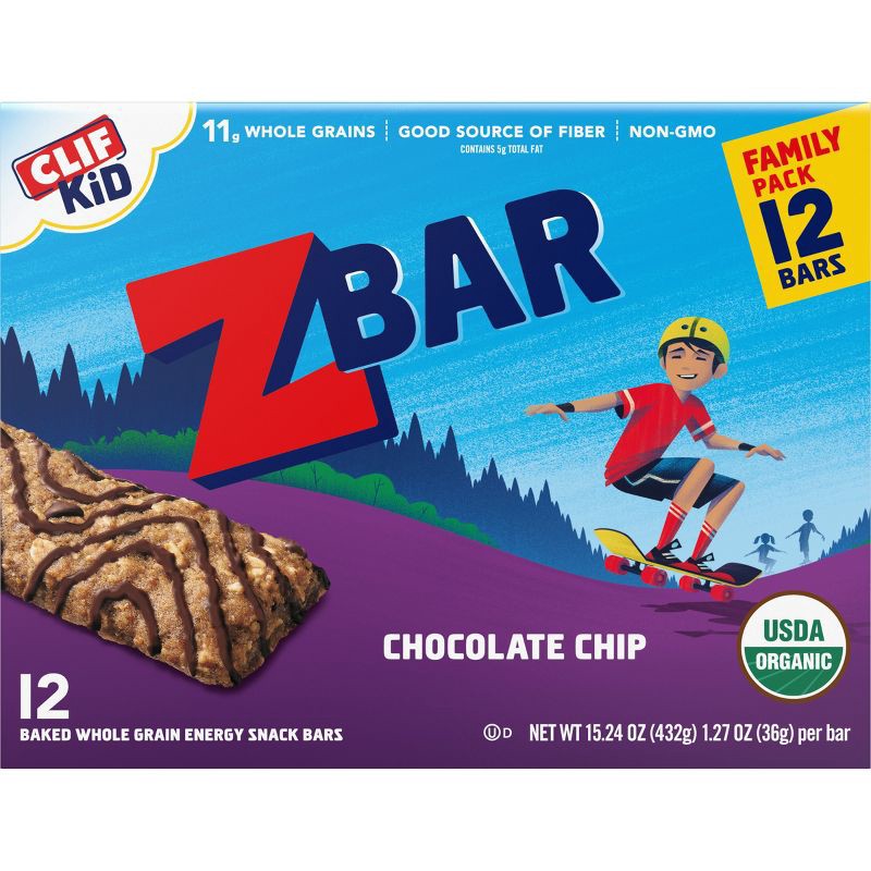 slide 7 of 17, CLIF KID ZBAR Chocolate Chip Granola Bar Organic - 15.24oz/12pk, 15.24 oz, 12 ct