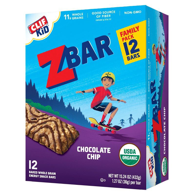 slide 1 of 12, CLIF Kid ZBAR Organic Chocolate Chip Energy Bars- 12ct, 12 ct
