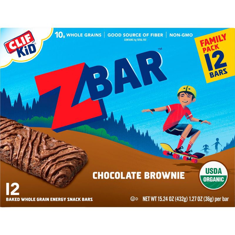 slide 5 of 7, CLIF Kid ZBAR Organic Chocolate Brownie Snack Bars- 12ct, 12 ct