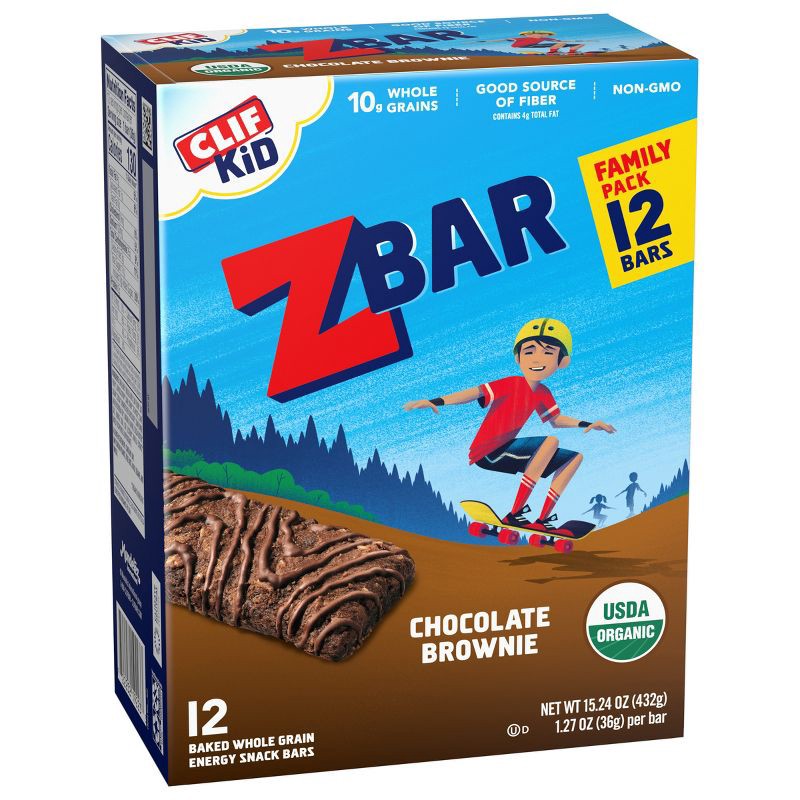 slide 6 of 12, CLIF Kid ZBAR Organic Chocolate Brownie Snack Bars- 12ct, 12 ct