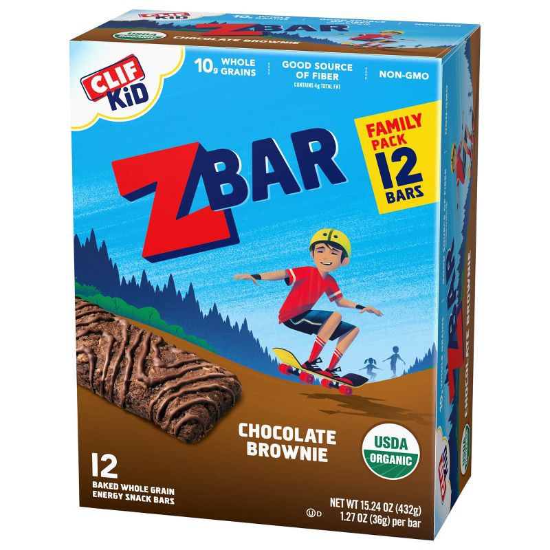 slide 7 of 12, CLIF Kid ZBAR Organic Chocolate Brownie Snack Bars- 12ct, 12 ct